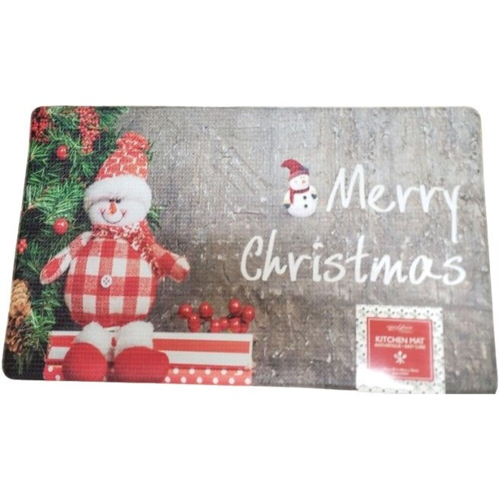 Anti-Fatigue PVC Floor Mat(18x30")MERRY CHRISTMAS,SANTA DOLL & CHRISTMAS TREE,AL
